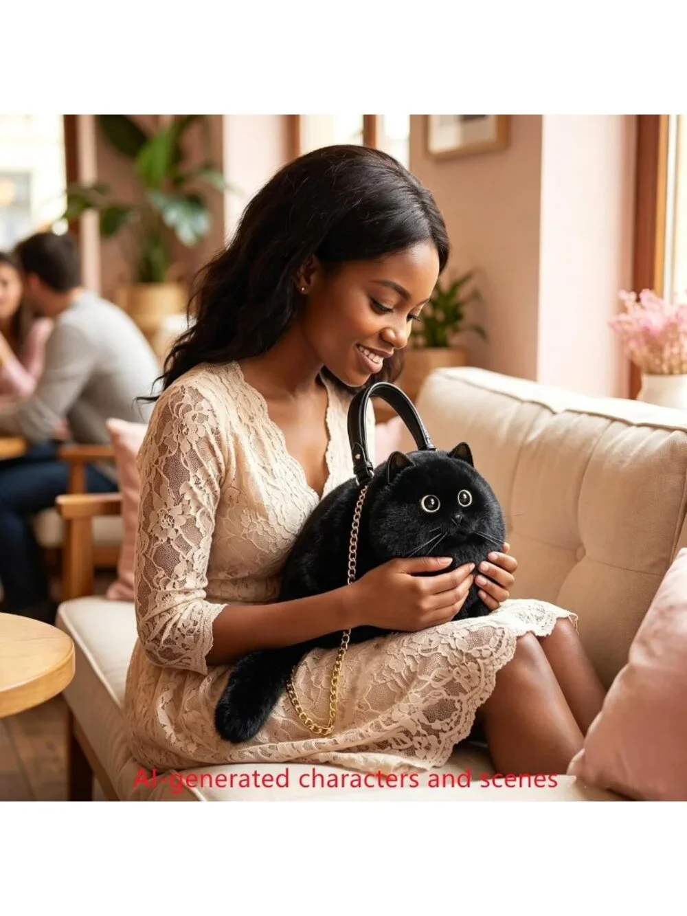 Chic Cat-Shaped Crossbody Handbag | Realistic Puffy Plush Purse for Women